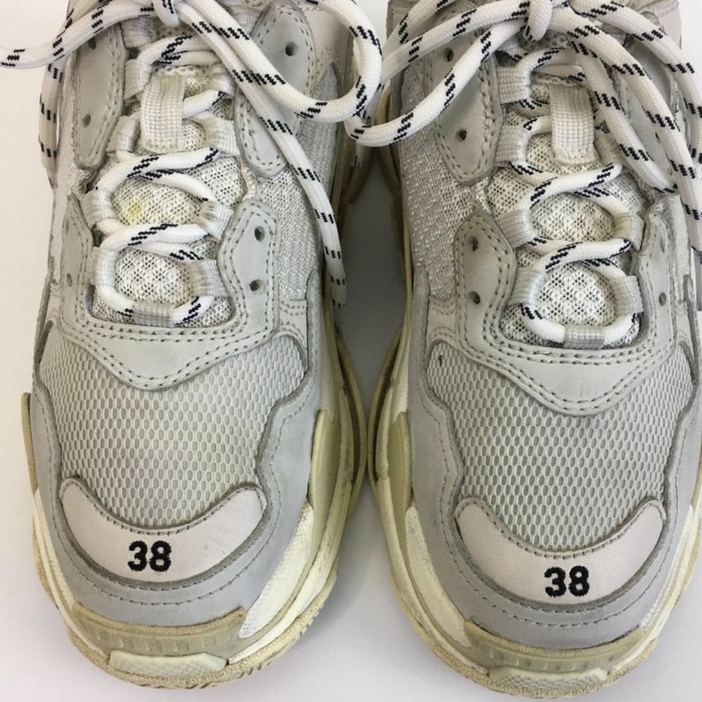 Authentic BALENCIAGA Triple S Size 38 Gray Sneakers - Picture 6 of 10